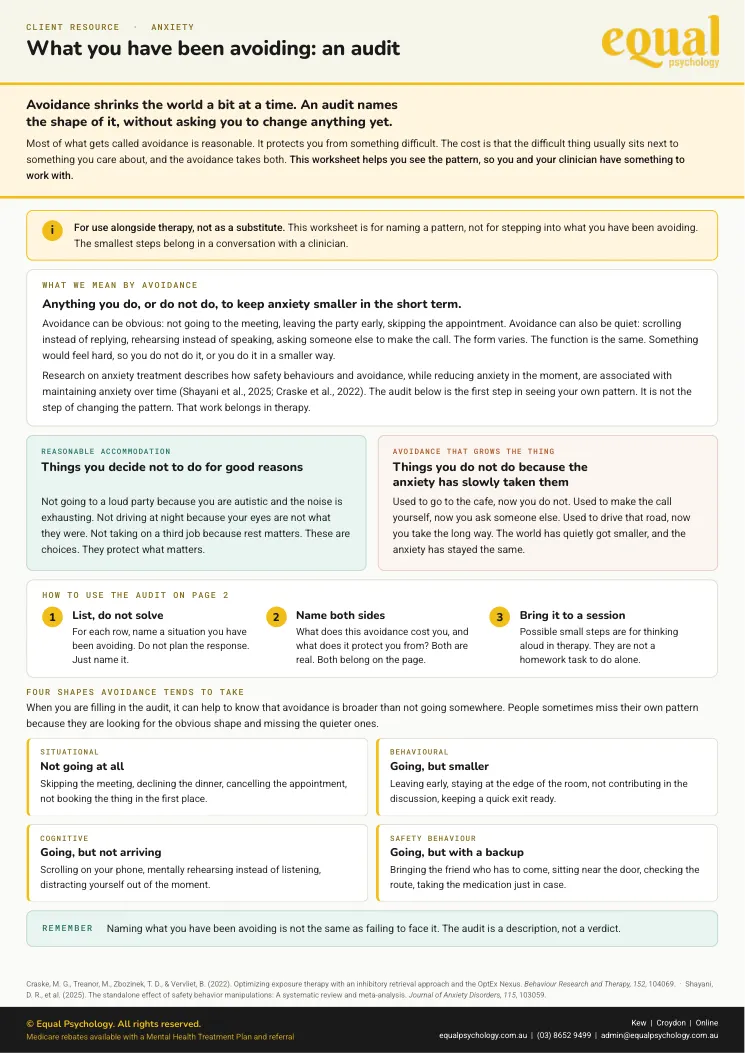 Page 1 of the worksheet What you have been avoiding: an audit